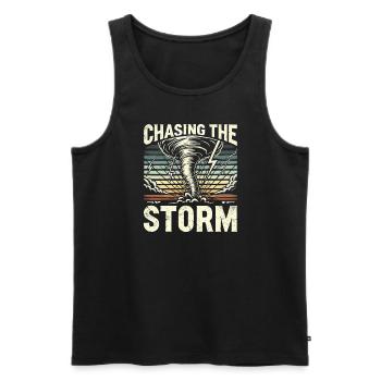 Erlebe Die Faszinierende Welt Des Tornadojagens - Männer Premium Bio Tank Top - Schwarz - Vorne - Michal (187cm)