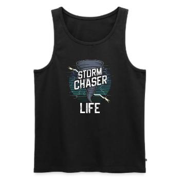 Erlebe Die Faszinierende Welt Des Tornadojagens - Männer Premium Bio Tank Top - Schwarz - Vorne - Michal (187cm)