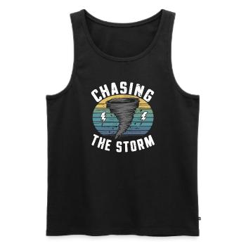 Découvrez le monde fascinant de la chasse aux tornades - Débardeur bio Premium Homme - noir - Devant - Michal (187cm)