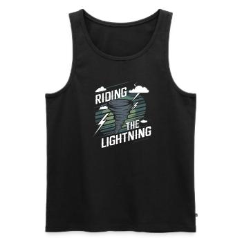 Erlebe Die Faszinierende Welt Des Tornadojagens - Männer Premium Bio Tank Top - Schwarz - Vorne - Michal (187cm)