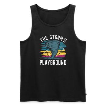Erlebe Die Faszinierende Welt Des Tornadojagens - Männer Premium Bio Tank Top - Schwarz - Vorne - Michal (187cm)