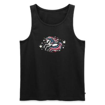 Patriotisme magique Licorne américaine États-Unis - Débardeur bio Premium Homme - noir - Devant - Michal (187cm)