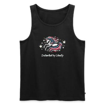 Patriotisme magique Licorne américaine États-Unis - Débardeur bio Premium Homme - noir - Devant - Michal (187cm)