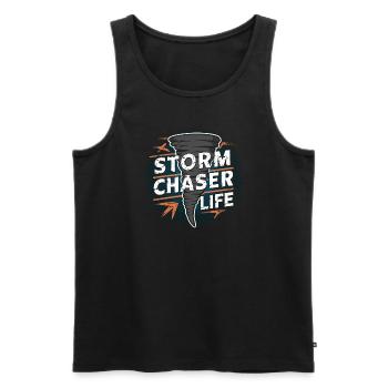 Erlebe Die Faszinierende Welt Des Tornadojagens - Männer Premium Bio Tank Top - Schwarz - Vorne - Michal (187cm)