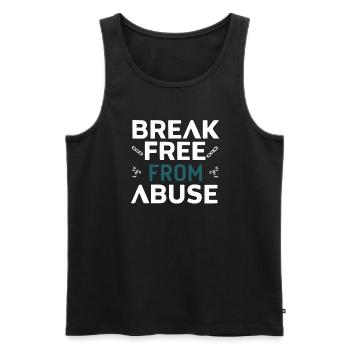 Raising awareness of domestic violence - Men's Premium Organic Tank Top - black - Front - AI Model Male 178 light (178cm)