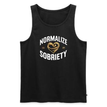 Rétablissement de la dépendance à l’alcool Sobriété AA - Débardeur bio Premium Homme - noir - Devant - Michal (187cm)