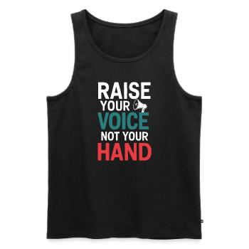 Raising awareness of domestic violence - Men's Premium Organic Tank Top - black - Front - AI Model Male 178 light (178cm)