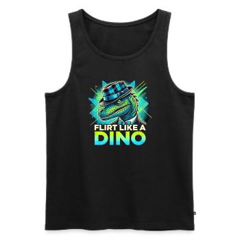 La culture des rizières avec l’art des dinosaures et le T-Rex - Débardeur bio Premium Homme - noir - Devant - AI Model Male 178 light (178cm)