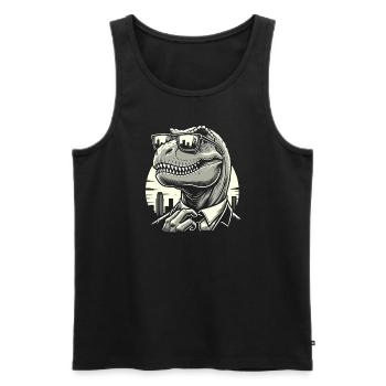 La culture des rizières avec l’art des dinosaures et le T-Rex - Débardeur bio Premium Homme - noir - Devant - AI Model Male 178 light (178cm)