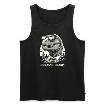 La culture des rizières avec l’art des dinosaures et le T-Rex - Débardeur bio Premium Homme - noir - Devant - AI Model Male 178 light (178cm)