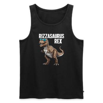 La culture des rizières avec l’art des dinosaures et le T-Rex - Débardeur bio Premium Homme - noir - Devant - AI Model Male 178 light (178cm)