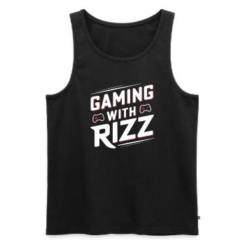 Rizzler Culture Gaming Life Rizzler Citations - Débardeur bio Premium Homme - noir - Devant - AI Model Male 178 light (178cm)