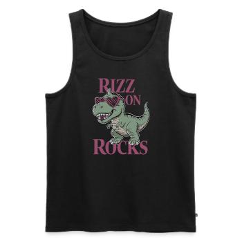 La culture des rizières avec l’art des dinosaures et le T-Rex - Débardeur bio Premium Homme - noir - Devant - AI Model Male 178 light (178cm)