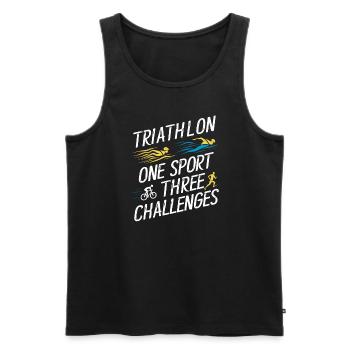 Triathlon Swim Bike Run Triathlete Sports Gift - Men's Premium Organic Tank Top - black - Front - Michal (187cm)