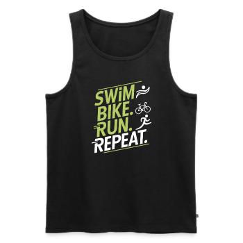 Triathlon Swim Bike Run Triathlet Sport Geschenk - Männer Premium Bio Tank Top - Schwarz - Vorne - Michal (187cm)