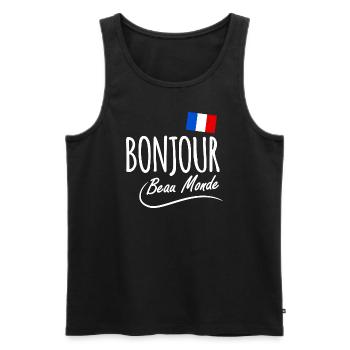 Bonjour - Men's Premium Organic Tank Top - black - Front - Michal (187cm)