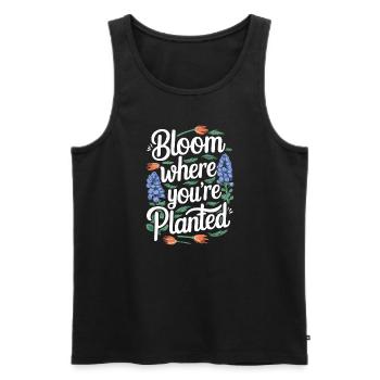 Texas Fleurs sauvages Saison Champs Fleurs Texas - Débardeur bio Premium Homme - noir - Devant - AI Model Male 178 light (178cm)