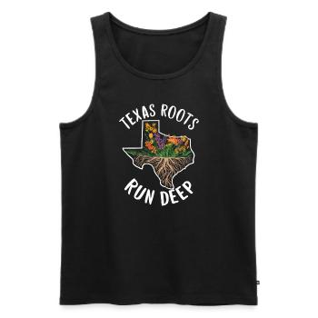 Texas Fleurs sauvages Saison Champs Fleurs Texas - Débardeur bio Premium Homme - noir - Devant - AI Model Male 178 light (178cm)