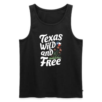 Texas Fleurs sauvages Saison Champs Fleurs Texas - Débardeur bio Premium Homme - noir - Devant - AI Model Male 178 light (178cm)