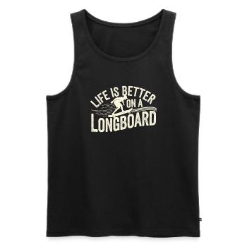 Skater Life : Longboard de descente et street - Débardeur bio Premium Homme - noir - Devant - AI Model Male 178 light (178cm)
