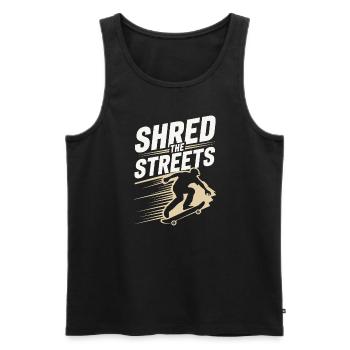 Skater Life : Longboard de descente et street - Débardeur bio Premium Homme - noir - Devant - AI Model Male 178 light (178cm)
