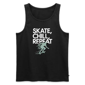 Skater Life : Longboard de descente et street - Débardeur bio Premium Homme - noir - Devant - AI Model Male 178 light (178cm)