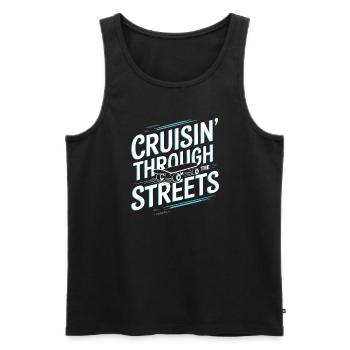Skater Life : Longboard de descente et street - Débardeur bio Premium Homme - noir - Devant - AI Model Male 178 light (178cm)