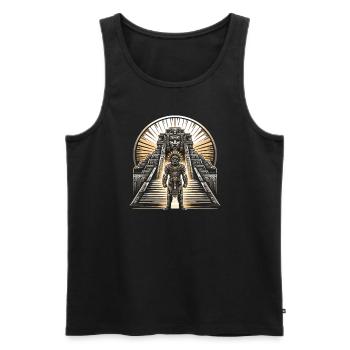 Aztec warrior with traditional - Men's Premium Organic Tank Top - black - Front - AI Model Male 178 light (178cm)