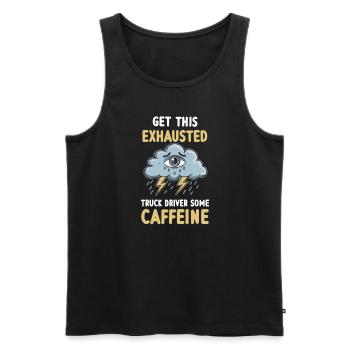 Overworked truck driver exhaustion burnout - Men's Premium Organic Tank Top - black - Front - AI Model Male 178 light (178cm)