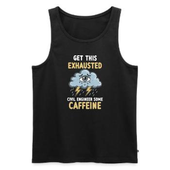 Exhaustion, overload, civil engineer, everyday life - Men's Premium Organic Tank Top - black - Front - AI Model Male 178 light (178cm)