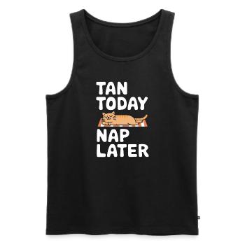 Sunny days with the relaxed cat under the - Men's Premium Organic Tank Top - black - Front - AI Model Male 178 light (178cm)