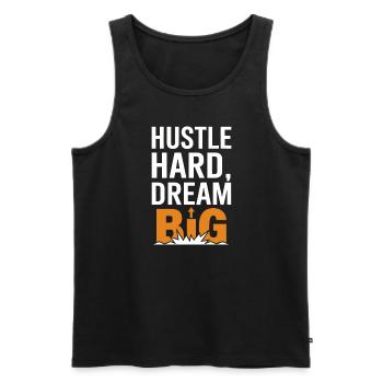 Agitation entrepreneuriale et bourreau de travail en affaires - Débardeur bio Premium Homme - noir - Devant - AI Model Male 178 light (178cm)