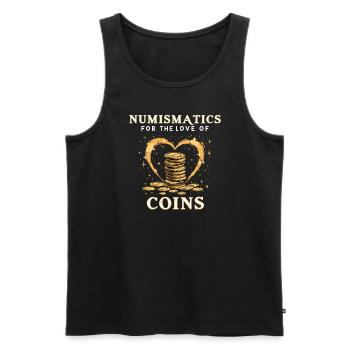 Coin Collector Coin Collection Numismatic History - Männer Premium Bio Tank Top - Schwarz - Vorne - AI Model Male 178 light (178cm)