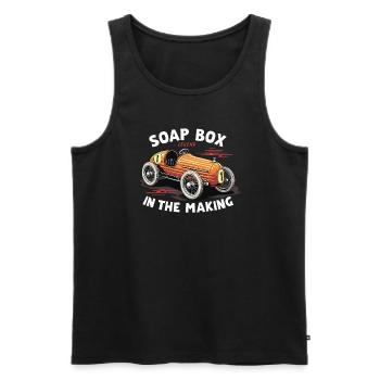 Boîte à savon alimentée par gravité Soap Box Racing Adventure pour le bricolage - Débardeur bio Premium Homme - noir - Devant - AI Model Male 178 light (178cm)