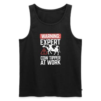 Funny Cow Tipping Joke for Farm Enthusiasts and - Men's Premium Organic Tank Top - black - Front - AI Model Male 178 light (178cm)