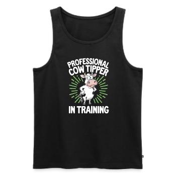 Funny Cow Tipping Joke for Farm Enthusiasts and - Men's Premium Organic Tank Top - black - Front - AI Model Male 178 light (178cm)