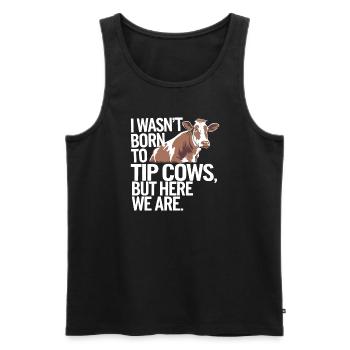 Funny Cow Tipping Joke for Farm Enthusiasts and - Men's Premium Organic Tank Top - black - Front - AI Model Male 178 light (178cm)