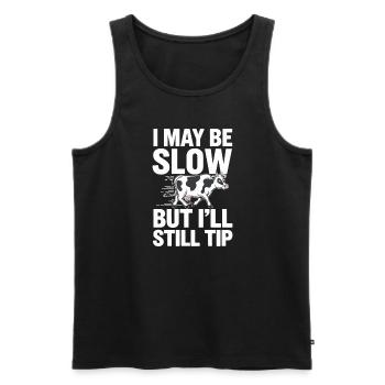 Funny Cow Tipping Joke for Farm Enthusiasts and - Men's Premium Organic Tank Top - black - Front - AI Model Male 178 light (178cm)