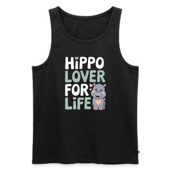 Adorable bébé hippopotame oeuvre pour les amateurs d’hippopotames - Débardeur bio Premium Homme - noir - Devant - AI Model Male 178 light (178cm)