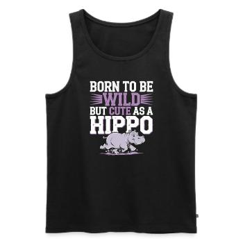 Adorable bébé hippopotame oeuvre pour les amateurs d’hippopotames - Débardeur bio Premium Homme - noir - Devant - AI Model Male 178 light (178cm)