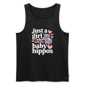 Adorable bébé hippopotame oeuvre pour les amateurs d’hippopotames - Débardeur bio Premium Homme - noir - Devant - AI Model Male 178 light (178cm)