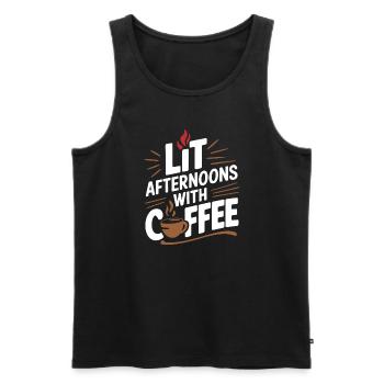 Amateurs de café Culture du café Café du matin Barista - Débardeur bio Premium Homme - noir - Devant - AI Model Male 178 light (178cm)