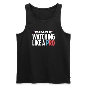 Binge Watching TV Marathon for Streaming Addicts - Men's Premium Organic Tank Top - black - Front - AI Model Male 178 light (178cm)