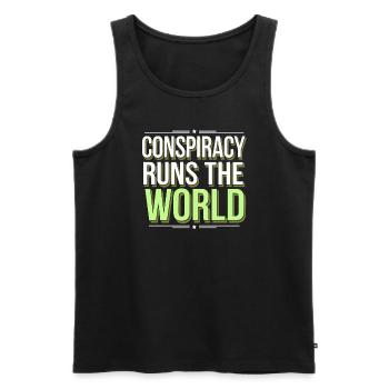 Conspiration mondiale du Nouvel Ordre Mondial - Débardeur bio Premium Homme - noir - Devant - AI Model Male 178 light (178cm)