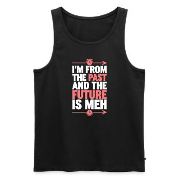 Time travel sci-fi enthusiast and time machine - Men's Premium Organic Tank Top - black - Front - AI Model Male 178 light (178cm)