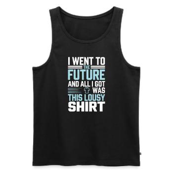 Time travel sci-fi enthusiast and time machine - Men's Premium Organic Tank Top - black - Front - AI Model Male 178 light (178cm)
