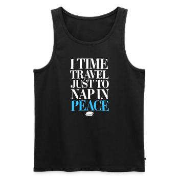 Time travel sci-fi enthusiast and time machine - Men's Premium Organic Tank Top - black - Front - AI Model Male 178 light (178cm)