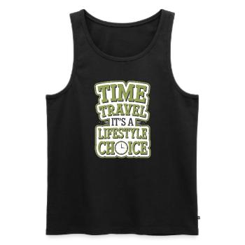 Time travel sci-fi enthusiast and time machine - Men's Premium Organic Tank Top - black - Front - AI Model Male 178 light (178cm)