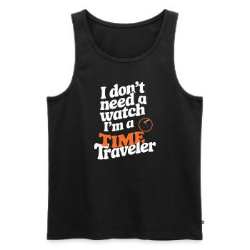 Time travel sci-fi enthusiast and time machine - Men's Premium Organic Tank Top - black - Front - AI Model Male 178 light (178cm)