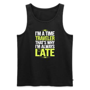 Time travel sci-fi enthusiast and time machine - Men's Premium Organic Tank Top - black - Front - AI Model Male 178 light (178cm)
